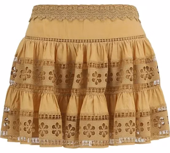 Charo Ruiz Brown Cotton Mini Skirt