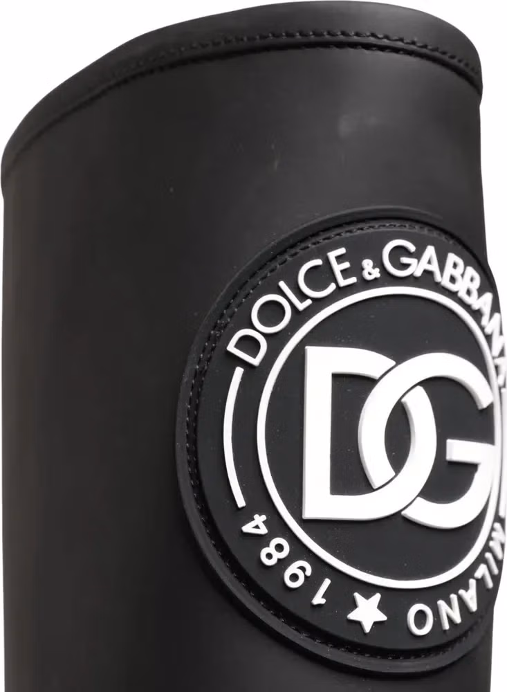 Dolce & Gabbana Black Rubberised Leather High Boots Shoes