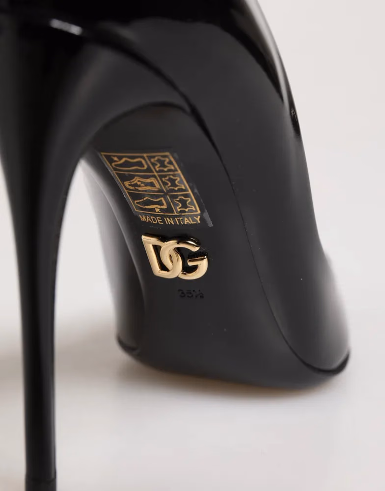 Dolce & Gabbana Black Calf Leather Stiletto Heels Pumps Shoes