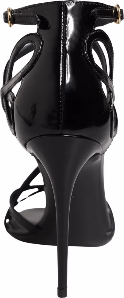 Dolce & Gabbana Black Leather Stiletto Heel Sandals Shoes