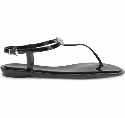 MACH & MACH Black Rubber Flat Sandals