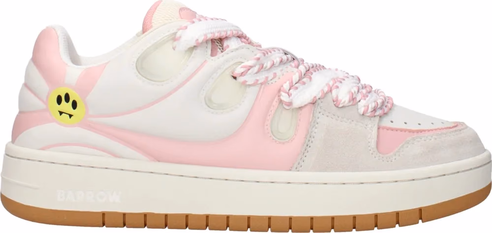 Barrow White Leather Low Top Sneakers
