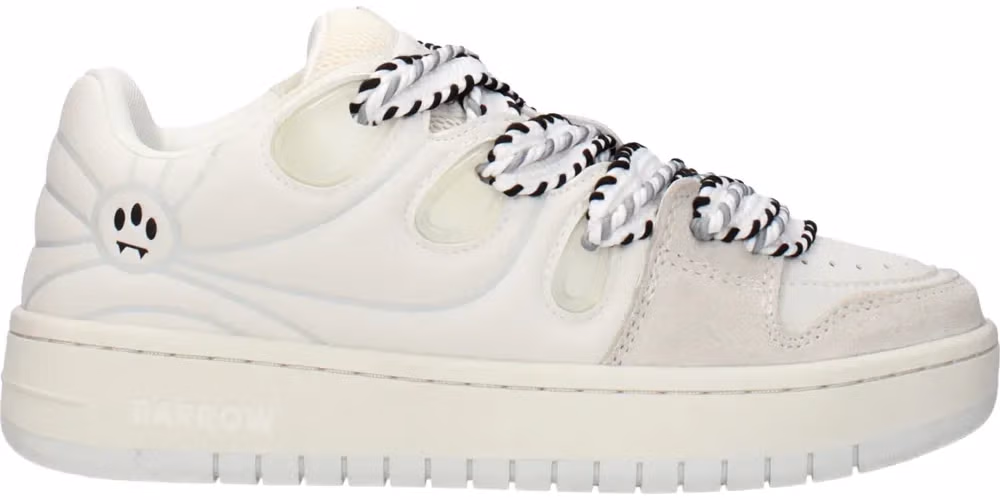Barrow White Leather Low Top Sneakers