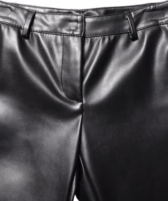 Black PU Leather High Waisted Trouser Pants
