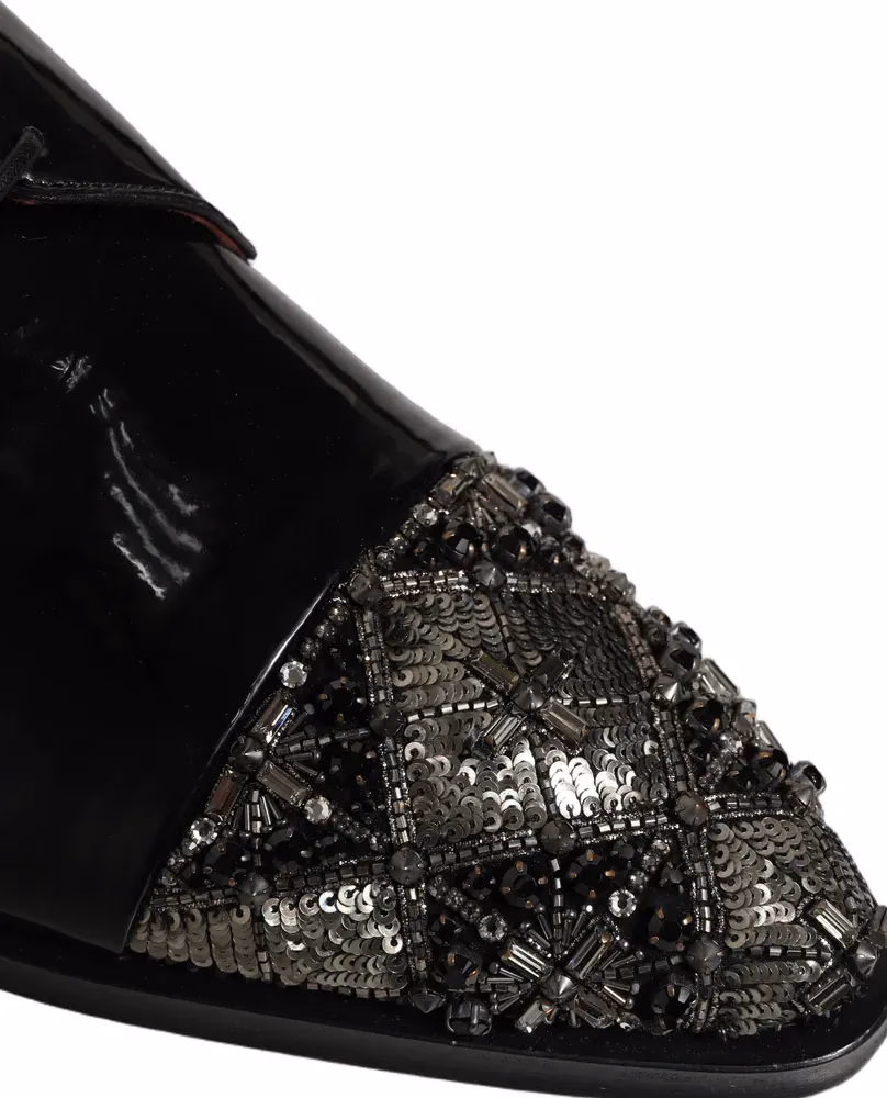 Dolce & Gabbana Black Embellished Derby Dress Formal Shoes