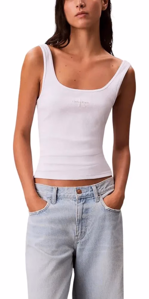 Calvin Klein Jeans White Cotton Tank Tops