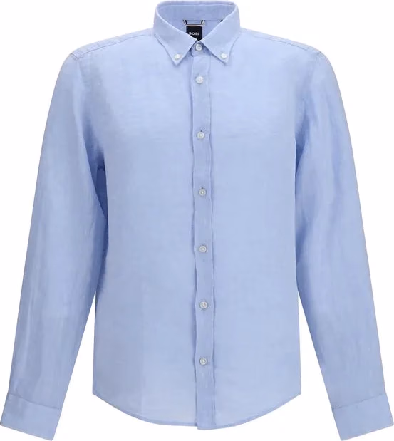 Hugo Boss Black Blue Linen Dress Shirt