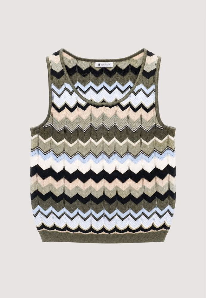 Street One Green Marabou Tank Tops
