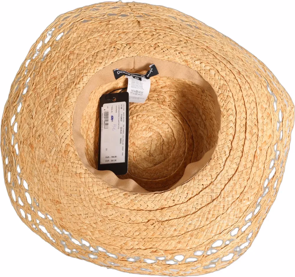 Dolce & Gabbana Women Beige Wide Brim Floral Bucket Capello Hat