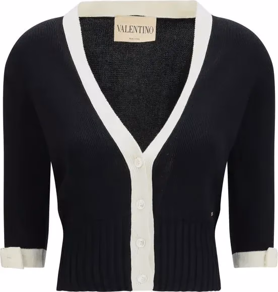 Valentino Garavani Black Cotton Cardigan
