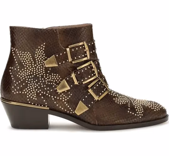 Chloé Brown Calf Leather Bos Taurus Ankle Boots