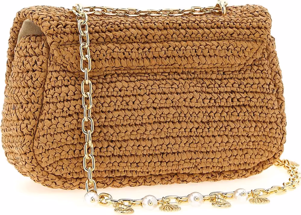 Self-Portrait Beige Raffia Shoulder Bag