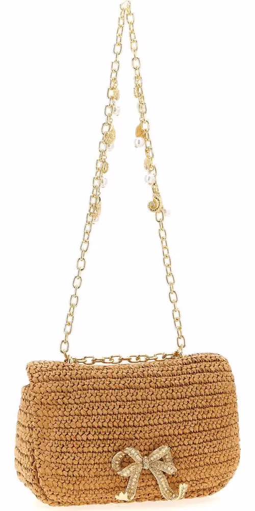 Self-Portrait Beige Raffia Shoulder Bag