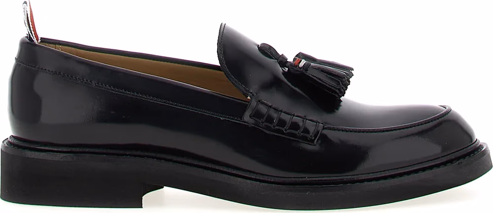 Thom Browne Black Calfskin Slip-On Loafers