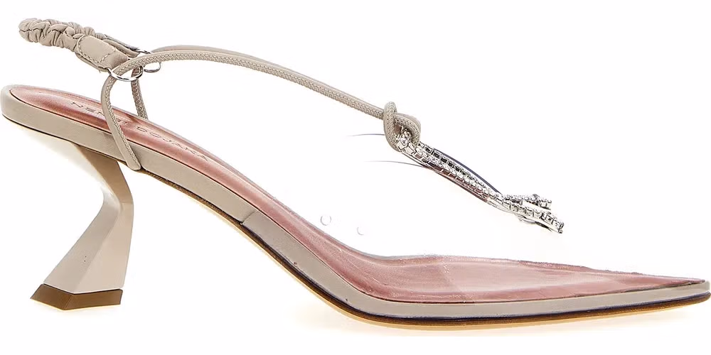Nensi Dojaka Beige Goatskin Mid Heel Pumps