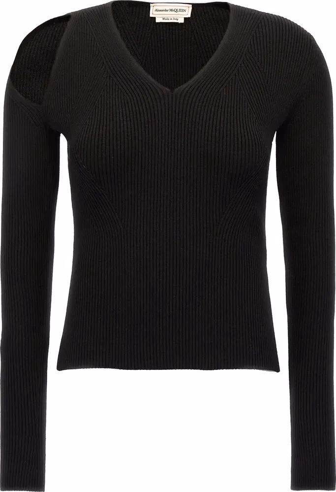 Alexander McQueen Black Wool Cardigan