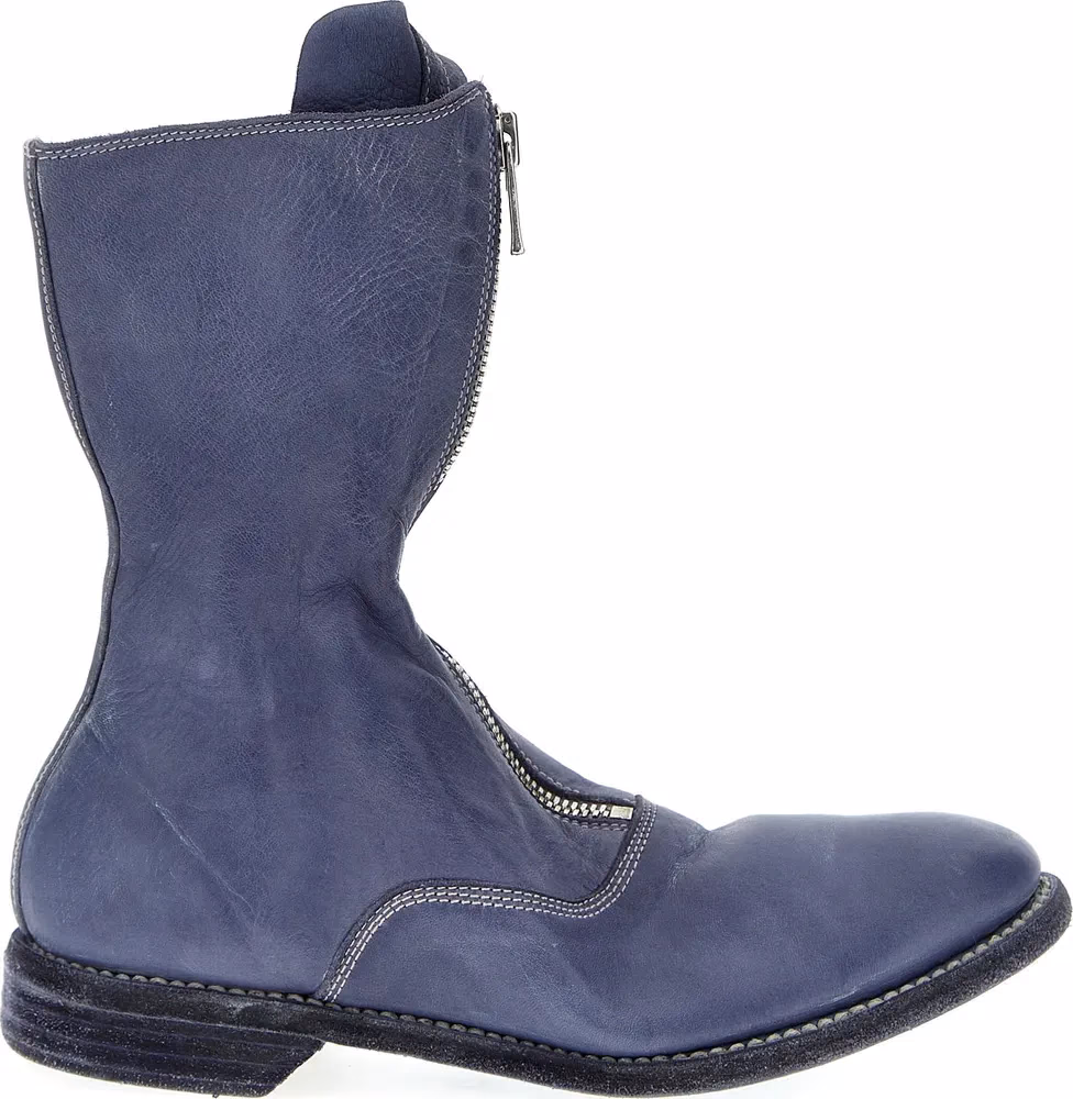 Guidi Purple Leather Ankle Boots
