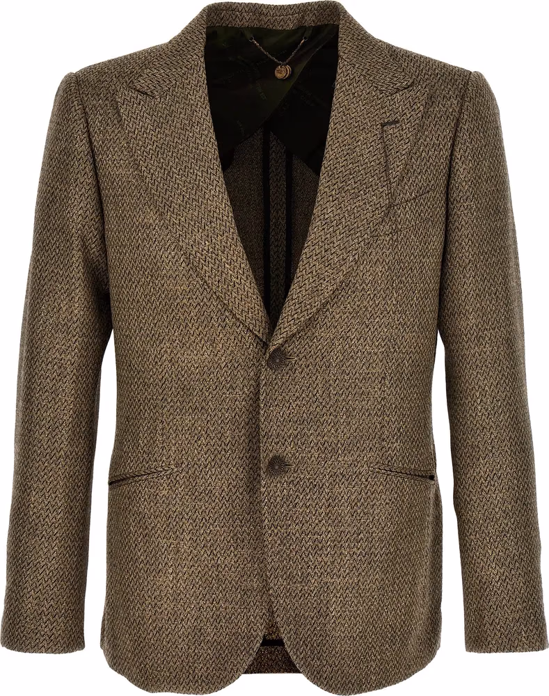 MAURIZIO MIRI Beige Alpaca Leather Blazer