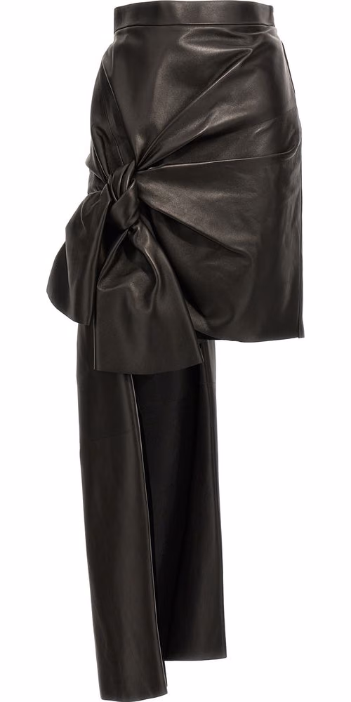 Alexander McQueen Black Lamb Leather Long Skirt