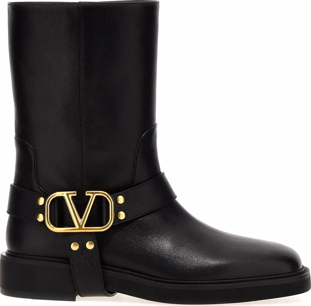 Valentino Garavani Black Calfskin Ankle Boots