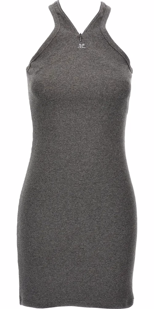 Courrèges Gray Cotton Short Dress