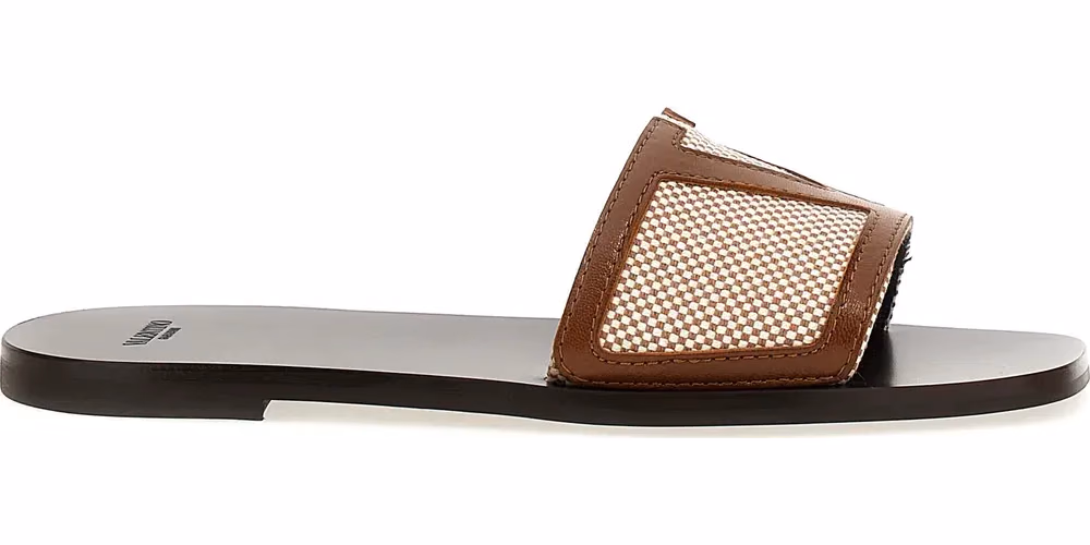 Valentino Garavani Brown Cotton Slides