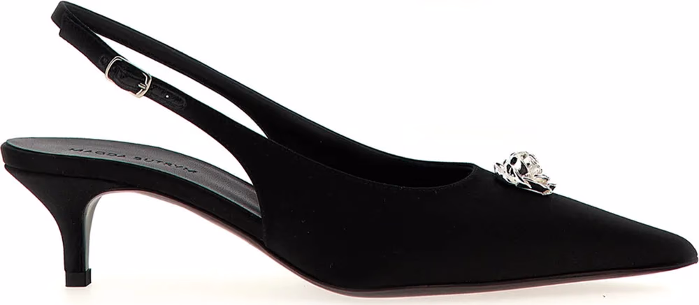 Magda Butrym Black Silk Mid Heel Pumps