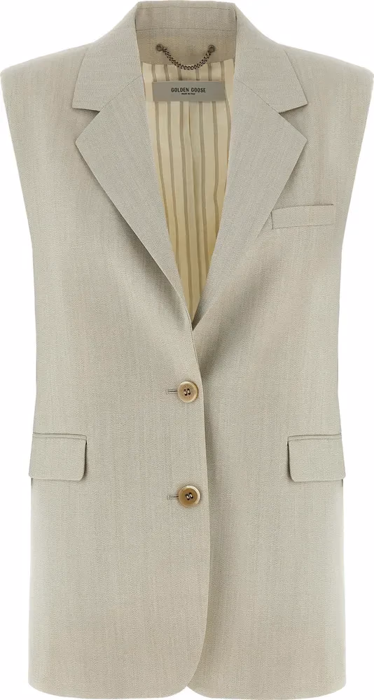 Golden Goose Beige Virgin Wool Sleeveless Jacket