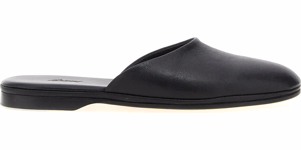 Brioni Black Calfskin Mules