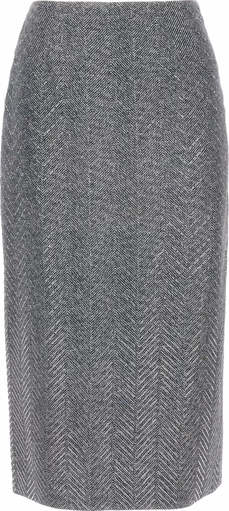 Ermanno Scervino Gray Silk Midi Skirt