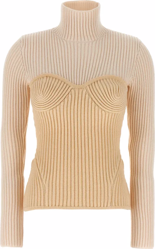 Jean Paul Gaultier Beige Merino Wool Cardigan
