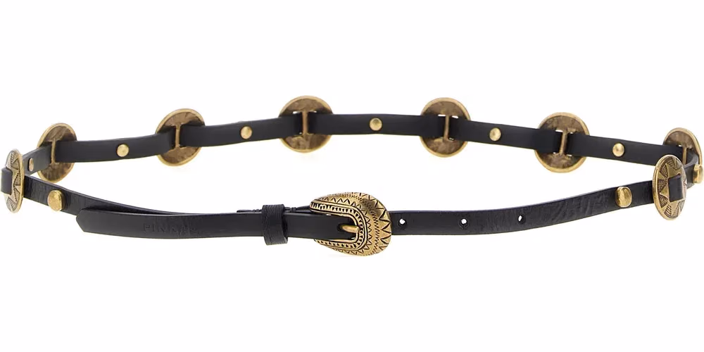 PINKO Black Calfskin Thin Belt