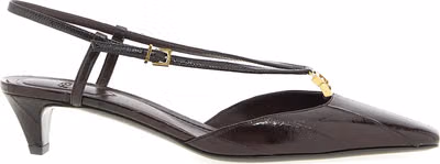 Brown Lamb Leather Mid Heel Pumps