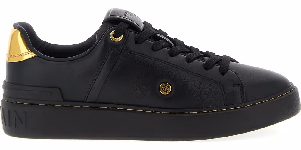 Balmain Black Lamb Leather Low Top Sneakers