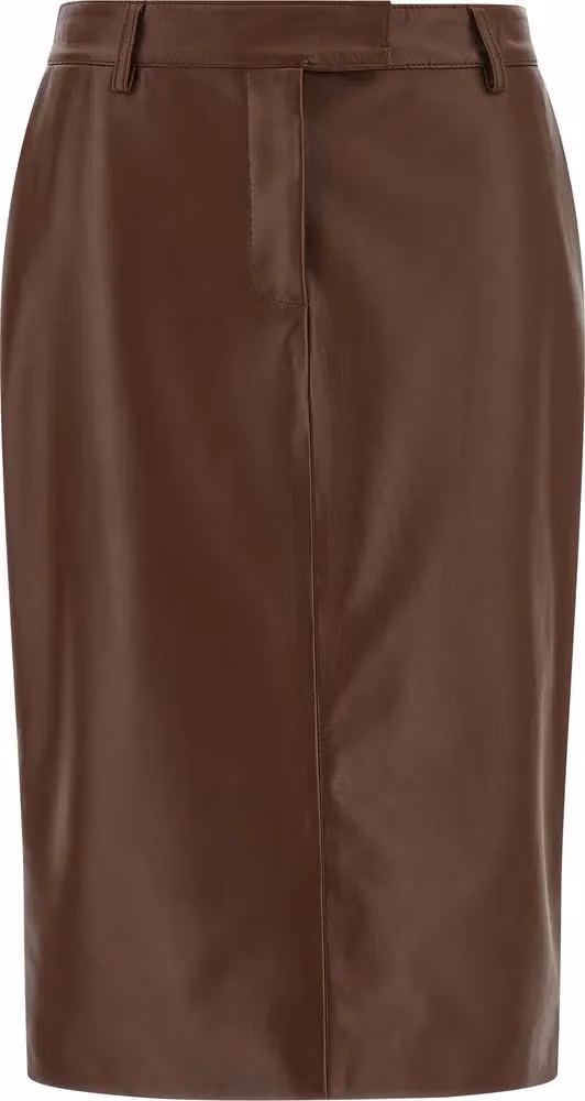 Giuseppe Di Morabito Brown Leather Midi Skirt