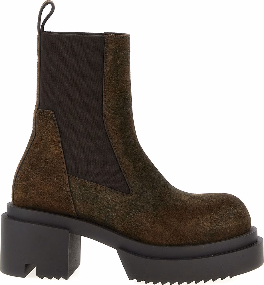 Rick Owens Brown Bovine Leather Chelsea Boots