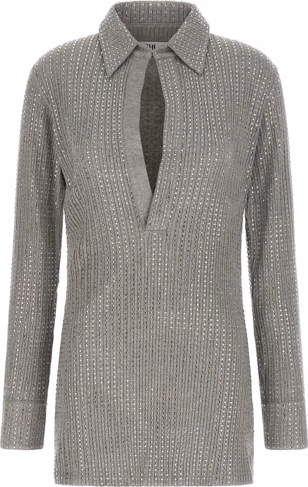 The Attico Gray Cotton Short Dress