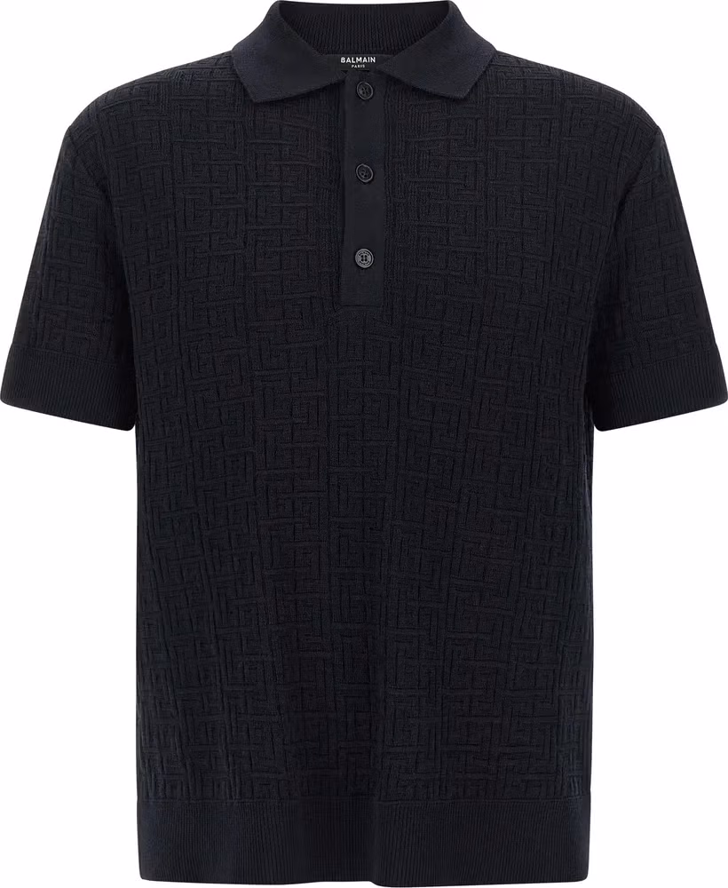 Balmain Blue Wool Polo Shirt