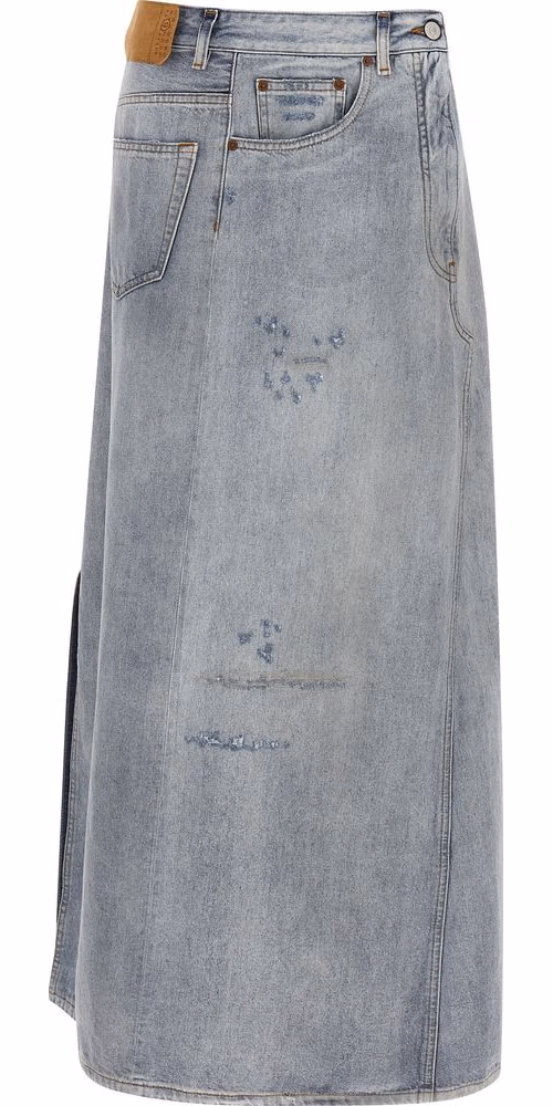 MM6 Maison Margiela Blue Cotton Mini Skirt