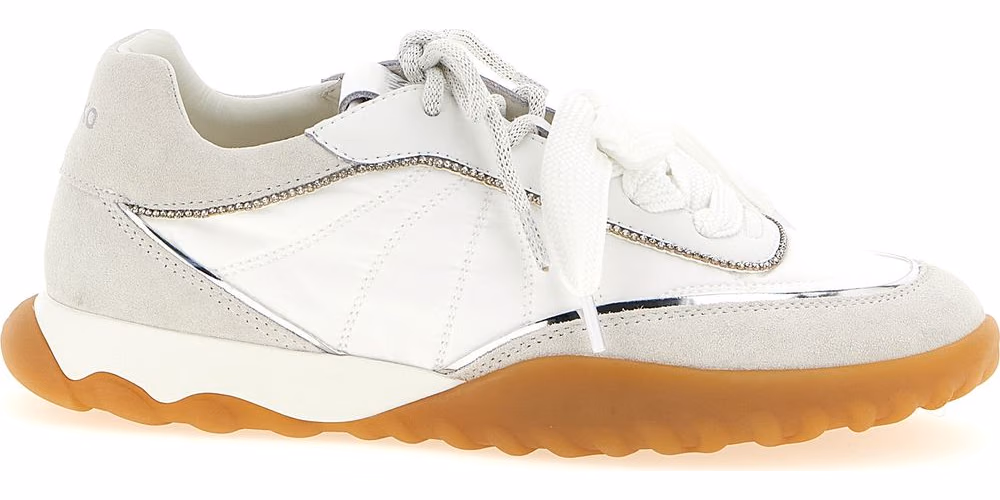 PINKO White Calfskin Athletic Sneakers