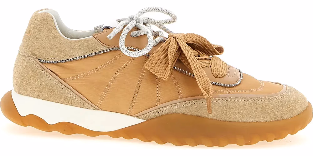 PINKO Beige Calfskin Athletic Sneakers