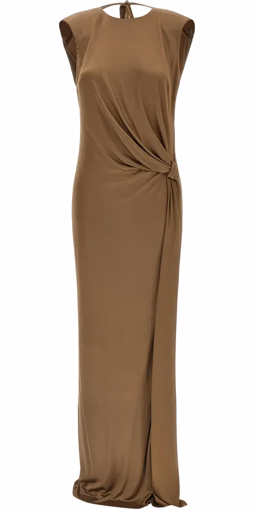Elisabetta Franchi Beige Viscose Long Dress
