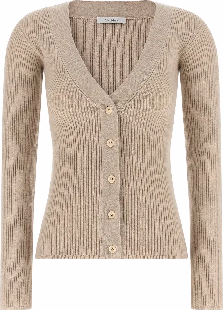 Max Mara Beige Wool Cardigan