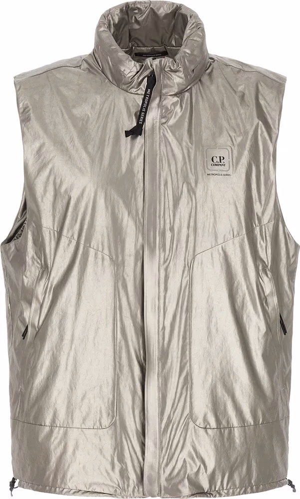 C.P. Company Silver Polyester Sleeveless Jacket