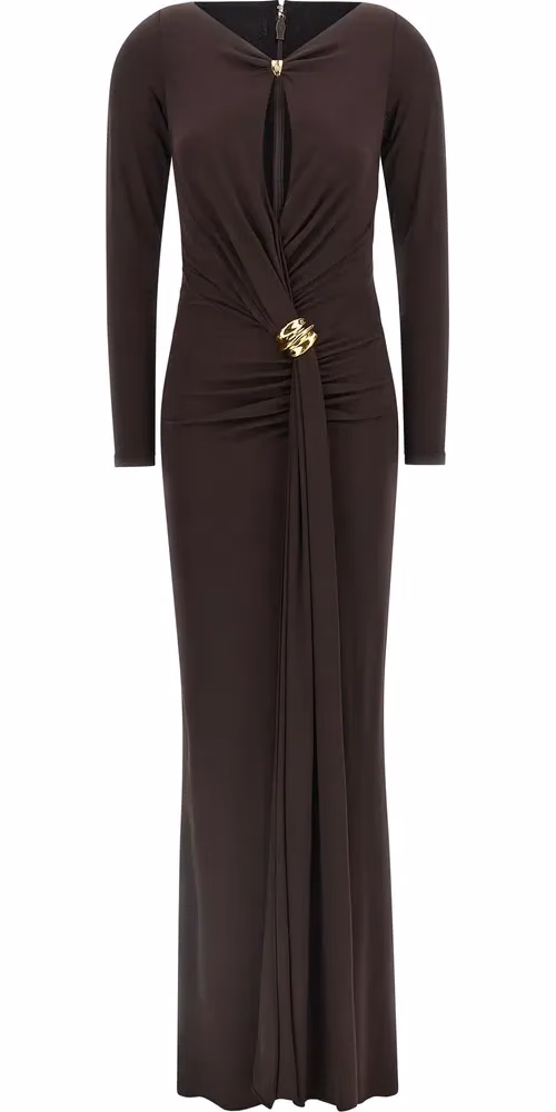 Elisabetta Franchi Brown Viscose Long Dress