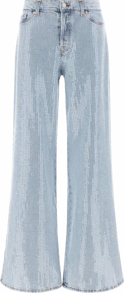 7 For All Mankind Blue Cotton Flared Jeans