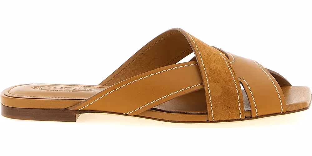 Tod's Beige Calfskin Slides