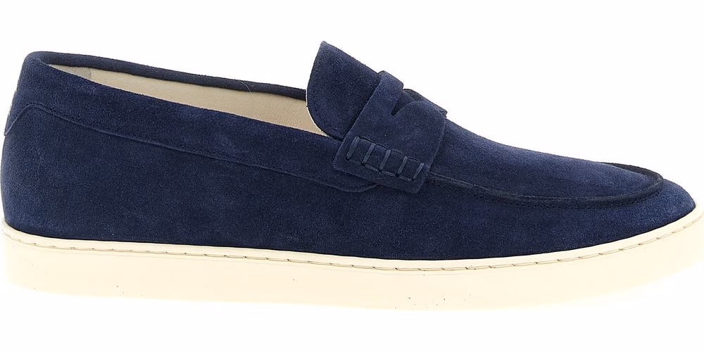 Brunello Cucinelli Blue Calfskin Slip-On Loafers