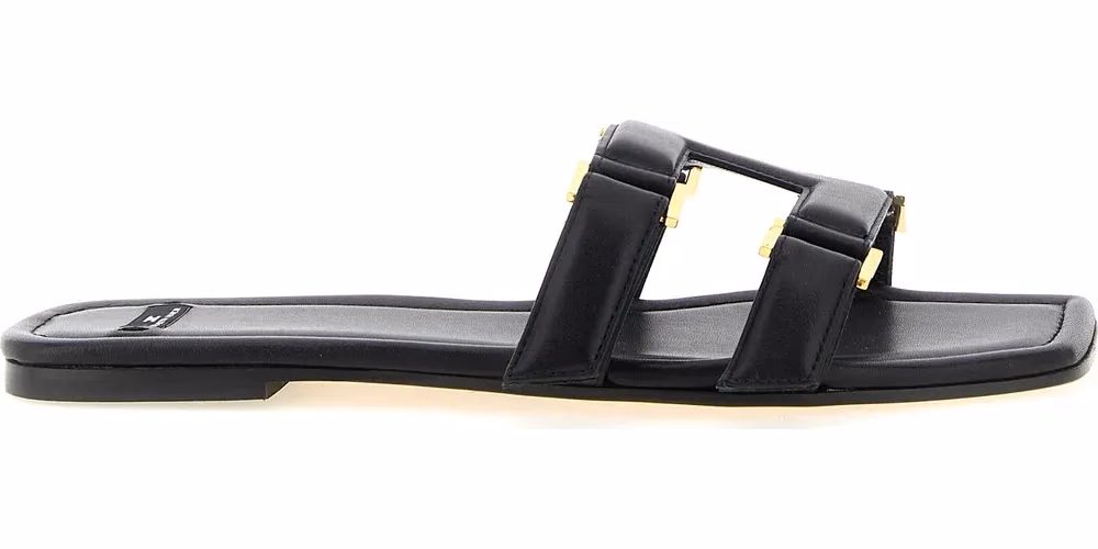Elisabetta Franchi Black Lambskin Slides