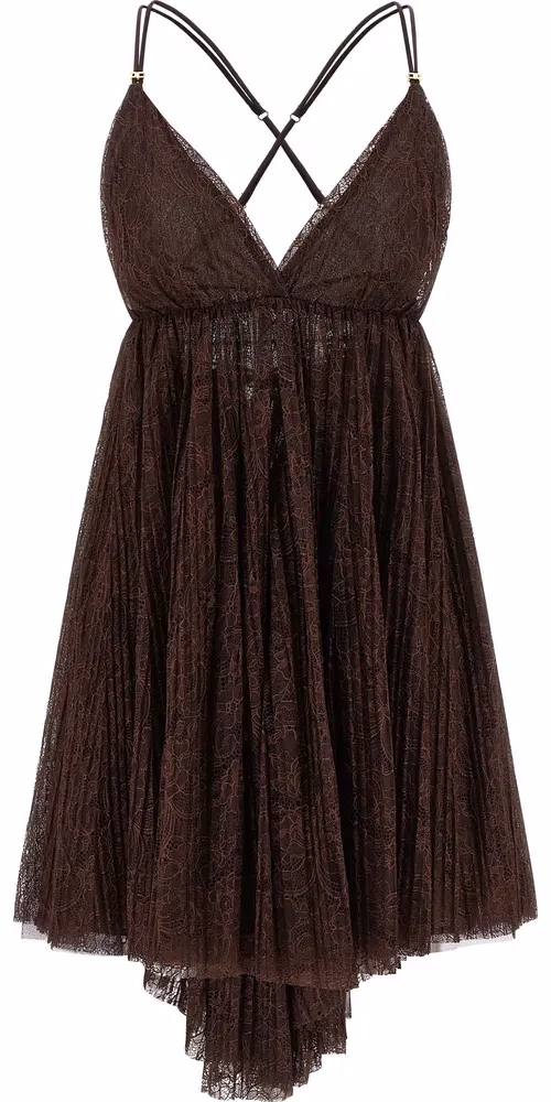 Elisabetta Franchi Brown Polyamide Short Dress